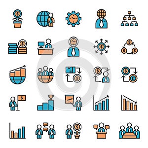 Commercial Salesman Teamwork Management Flat Line Icon Design photo