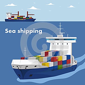 Commercial sea shipping banner template