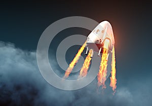 Commercial Spacecraft Module Launch From Blue Planet