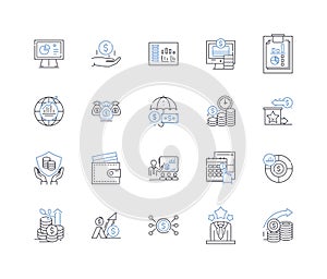 Commercial sphere line icons collection. Marketplace, Business, Industry, Commerce, Trade, Economy, Merchandise vector