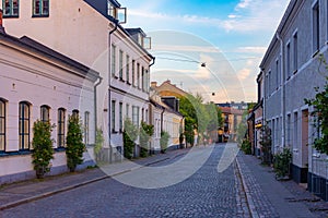 Commercial street in Lund, Sweden.