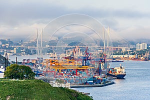 Commercial trade port in Vladivostok, Russia photo