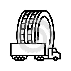 commercial truck tires line icon vector illustration