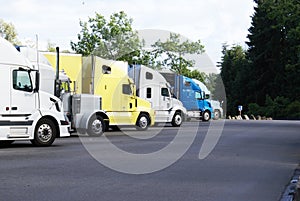 Commercial trucks at rest area