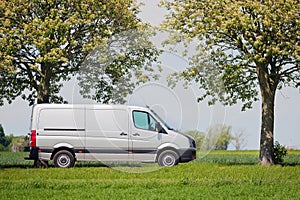 Commercial van in the countryside