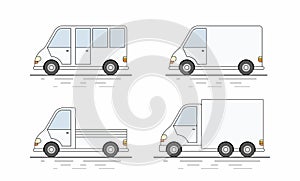 Commercial van icons set