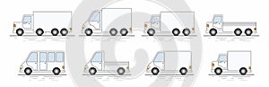 Commercial van icons set