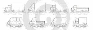 Commercial Van icons set. line icon