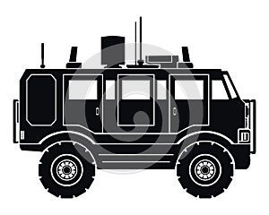 Commercial Van silhouette. Black icon. Transportation, delivery symbols, pictogram