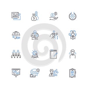 Commercialism line icons collection. Consumerism, Materialism, Advertising, Sales, Branding, Commoditization, Marketing