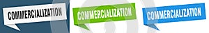 commercialization banner. commercialization speech bubble label set.
