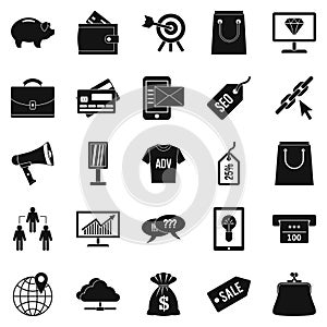 Commercially profitable icons set, simple style photo