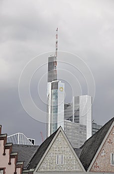 Commerzbank Tower Building architecture from Frankfurt am Main City of Germany.