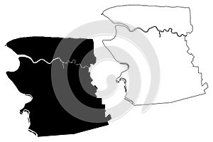 Commewijne District Surinam, Republic of Suriname map vector illustration, scribble sketch Commewijne map photo