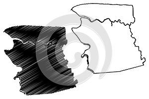 Commewijne District Surinam, Republic of Suriname map vector illustration, scribble sketch Commewijne map photo