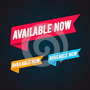 Vector Illustration Available Now Label Set