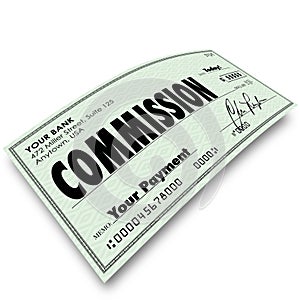 Commission Check Sale Compensation Pay Income Money