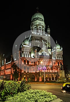 Commissioner BMC Building in Mumbai at night.