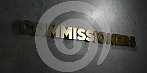Commissioners - Gold text on black background - 3D rendered royalty free stock picture
