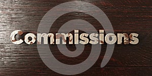 Commissions - grungy wooden headline on Maple - 3D rendered royalty free stock image