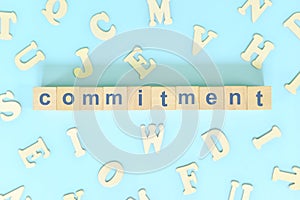 Commitment core values concept in business, company and organization. Word typography