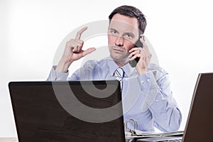 Committed employee giving stock market call sign