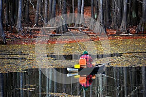 Committed Fisherman on Bayou in East Texas