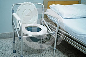 Commode chair or mobile toilet can moving in bedroom or everywhere for elderly old disabled people or patient