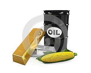 Commodities - Oil, Corn, Gold and Silver