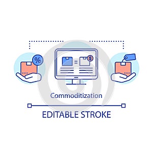 Commoditization concept icon. Customer service, e commerce idea thin line illustration. Modern business, consumerism