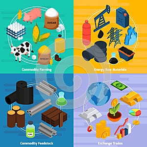 Commodity Concept Icons Set