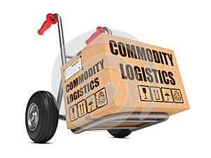 Commodity Logistics - Cardboard Box on Hand Truck. photo