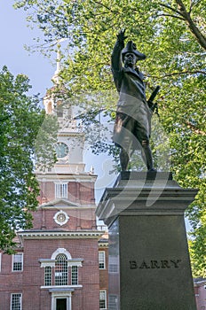 Commodore Barry with Independence Hall