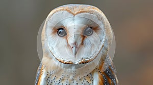 The Common barn owl is a medium-sized owl with a distinctive heart-shaped face, large eyes, and a white chest