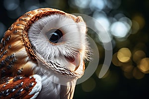 common barn owl Tyto albahead head close up 1