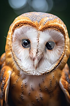 common barn owl Tyto albahead head close up 4