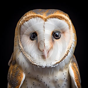 common barn owl ( Tyto albahead ) head close up. generative ai