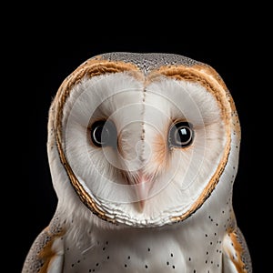 common barn owl ( Tyto albahead ) head close up. generative ai