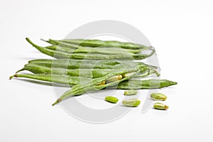 Common bean or dolichos bean pods, farm fresh concept
