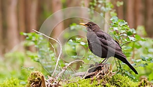 Common Blackbird in its natural environment , generated by AI