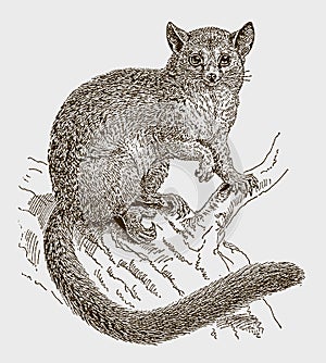 Common brushtail possum trichosurus vulpecula sitting on a tree