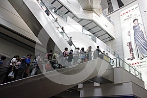 A common day and travellers upstair in Beijing South Railway station