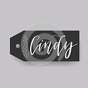 Common female first name on a tag photo