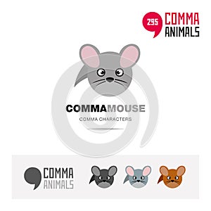 Common field mouse animal concept icon set and modern brand identity logo template and app symbol based on comma sign