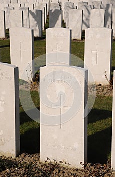 Common grave of four unknown soldiers, Tyne Cot cemetery, Belgium.