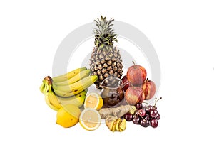 Common home remedy to treat gout inflammation - Cherries, Lemon Juice, Apple Cider Vinegar, Ginger Roots, Pineapple, Banana