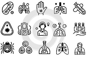 Common illnesses silhouette black and white icon vector illustration