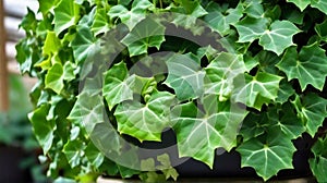 common ivy plant grow on pot in greenhouse, european ivy, english ivy or green.