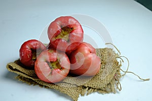 Common Malaysian and Indonesian fruit rose apple, also known as jambu air in Malay