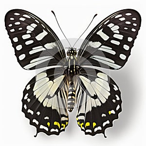 Common Mime Papilio clytia Butterfly. Beautiful Butterfly in Wildlife. Isolate on white background